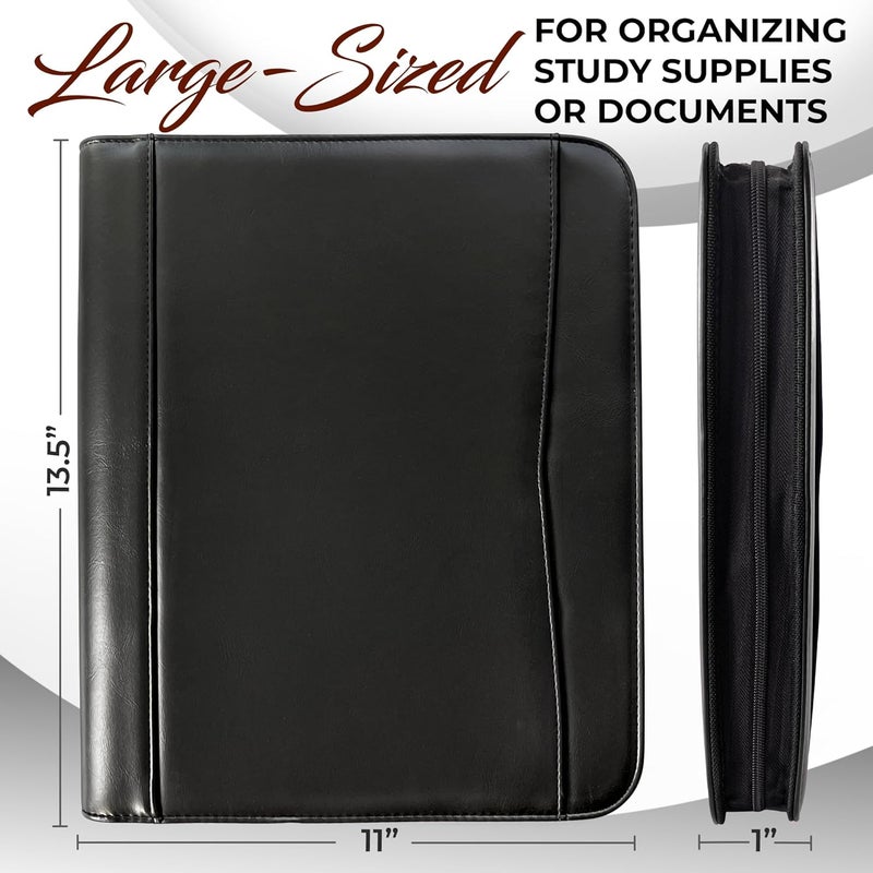 DEHITE Leather Portfolio for Men and Women - Christian Religious Gifts - Padfolio with Laptop Pocket - Letter Size Organizer for Bible Notebook Notepad - Black Full Grain Zipper Binder - Image 2